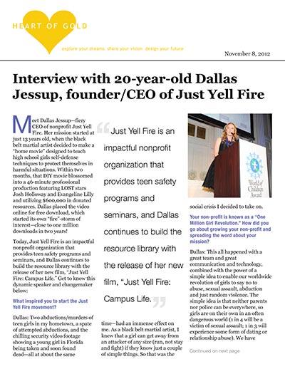Interview with 20-year-old Dallas Jessup, founder/CEO of Just Yell Fire