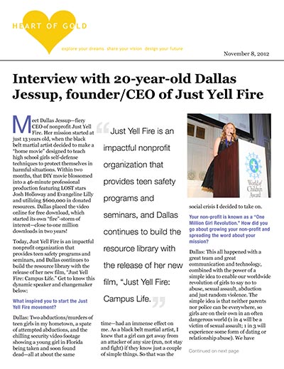 Interview with 20-year-old Dallas Jessup, founder/CEO of Just Yell Fire