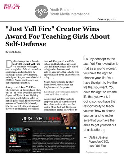 "Just Yell Fire" Creator Wins Award For Teaching Girls About Self-Defense